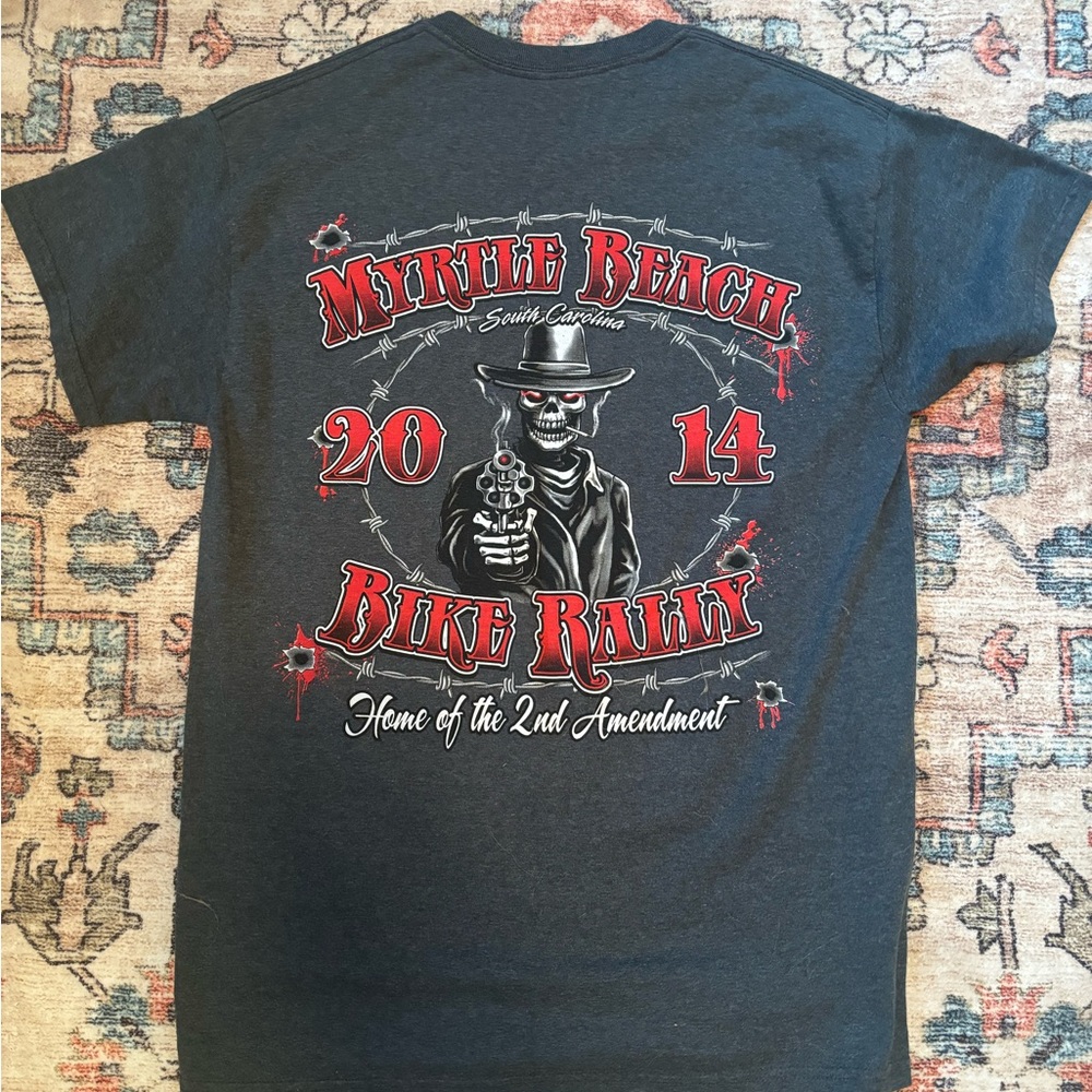 🔥2014 Myrtle Beach Bike Week Tshirt Front & back print no tag fits like a large